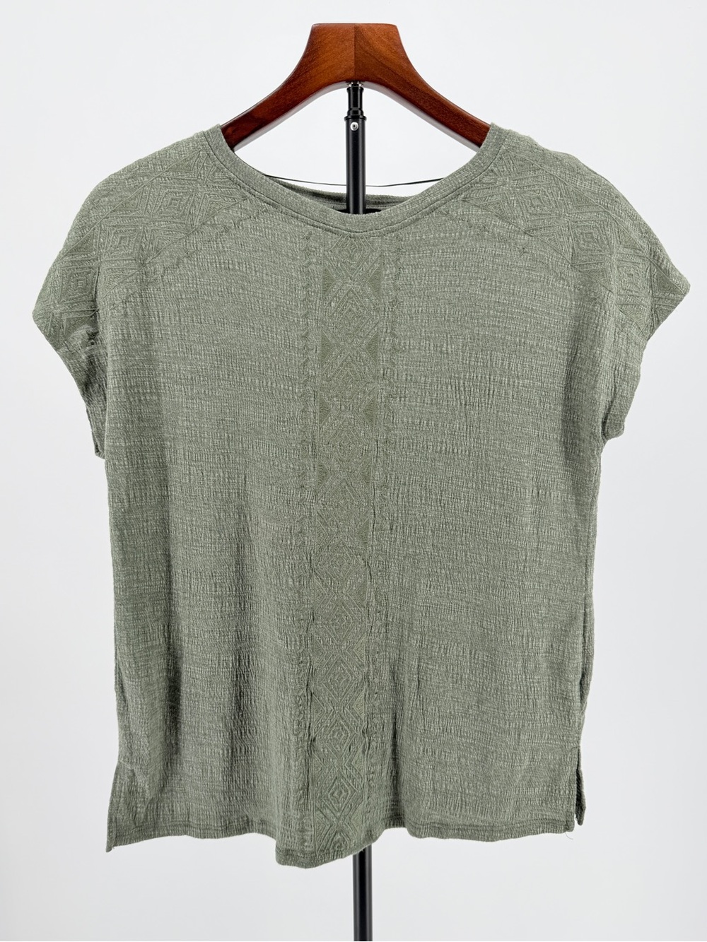 Sage Green knit cap sleeve top blouse dolman women medium relaxed fit minimalist